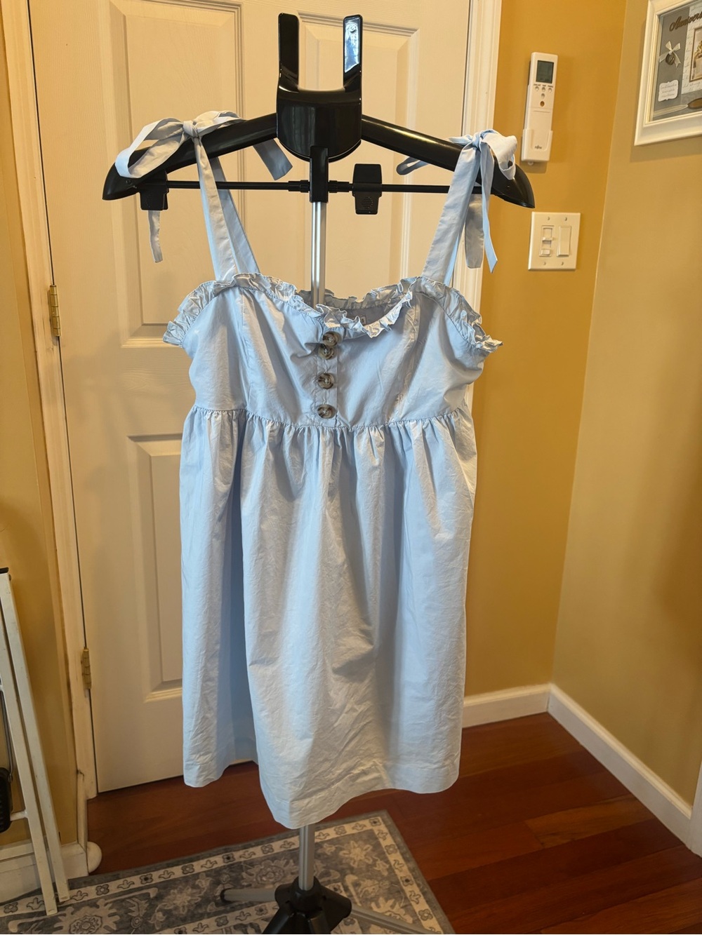 Urban Outfitters Light Blue Ruffle-Trim Button Shirt